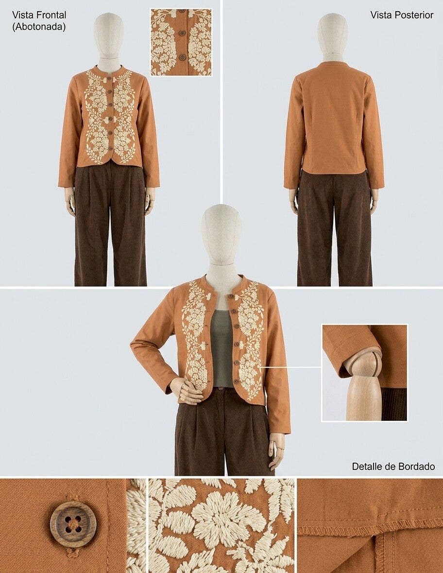 Chaqueta de Algodón Bordada a Mano Agra | Estilo Boho Chic