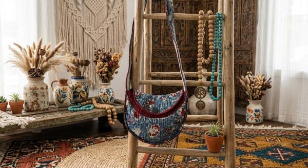 Bolso Bandolera Boho Acolchado de Algodón | Block Print