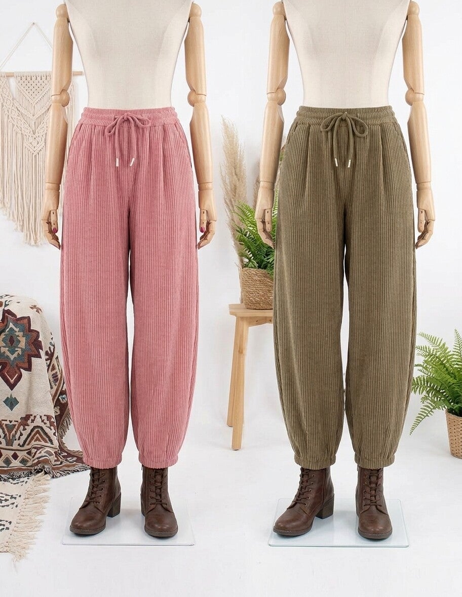 Pantalón Harem de Pana Jaipur – Estilo Boho Chic y Ajuste Elástico