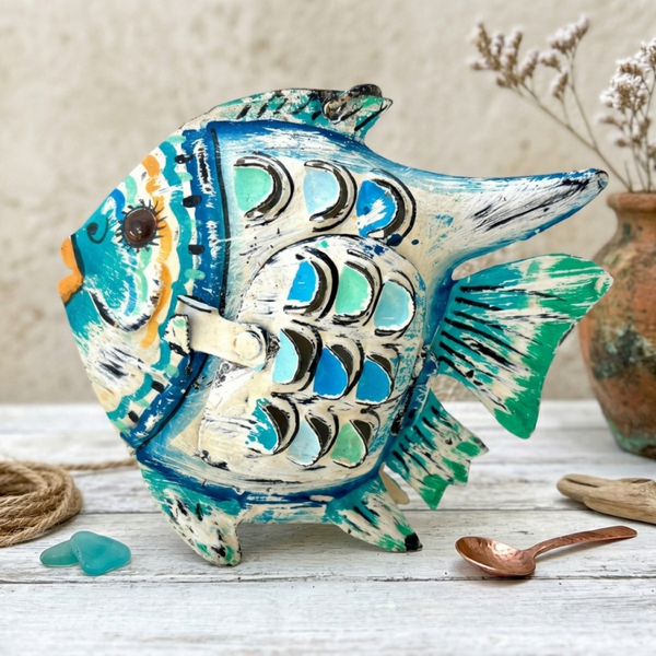 Portavelas Pez Azul | Ideas Decoración Hippie