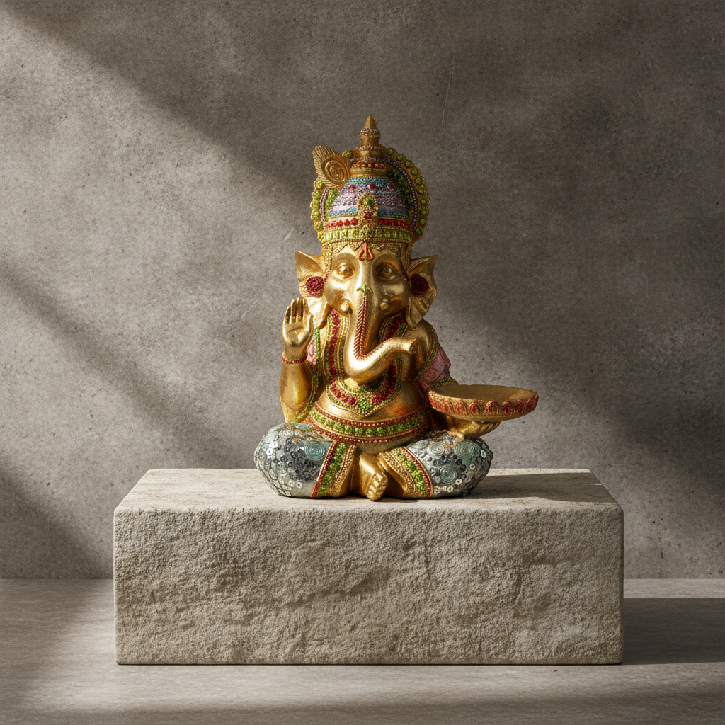 Portavelas Ganesha Sentado | Decoraciones Hippies