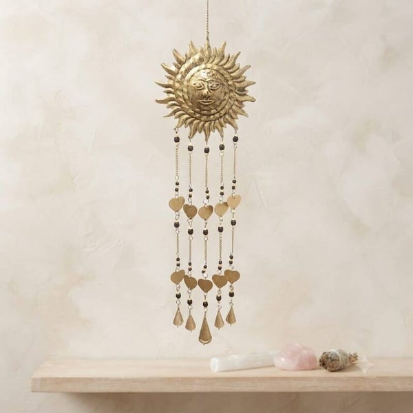 Colgante de Pared Sol Dorado Místico | Decoración Boho Chic