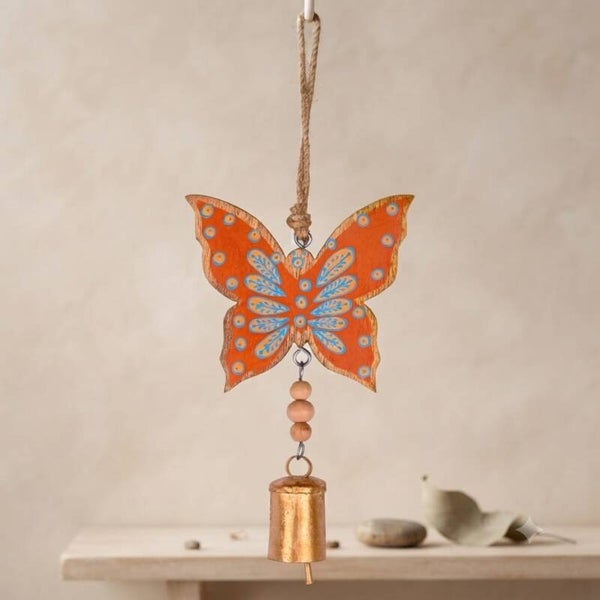 Colgante Mariposa de Madera Naranja | Decoración Boho