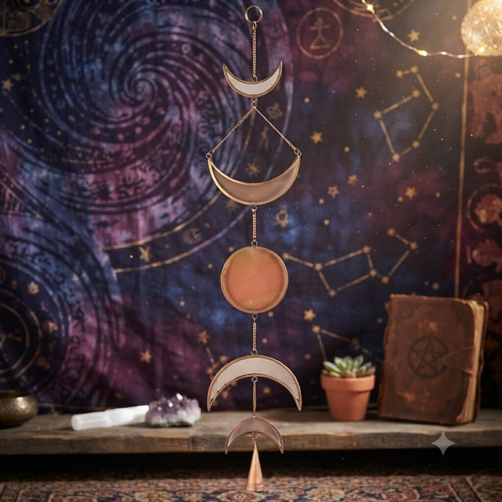 Colgante Pared Fases Lunares Dorado | Decoración Boho Chic