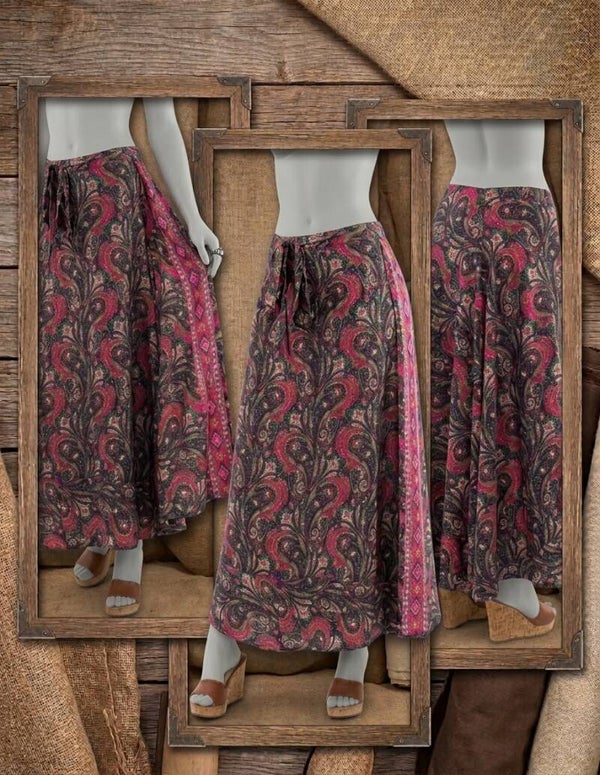 Falda Agra Larga Ajustable Estampado Paisley Boho