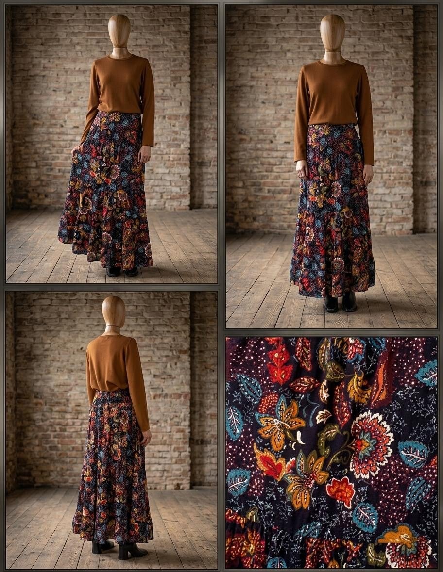 Falda Maxi Varanasi Estampado Paisley Étnico | Moda Boho