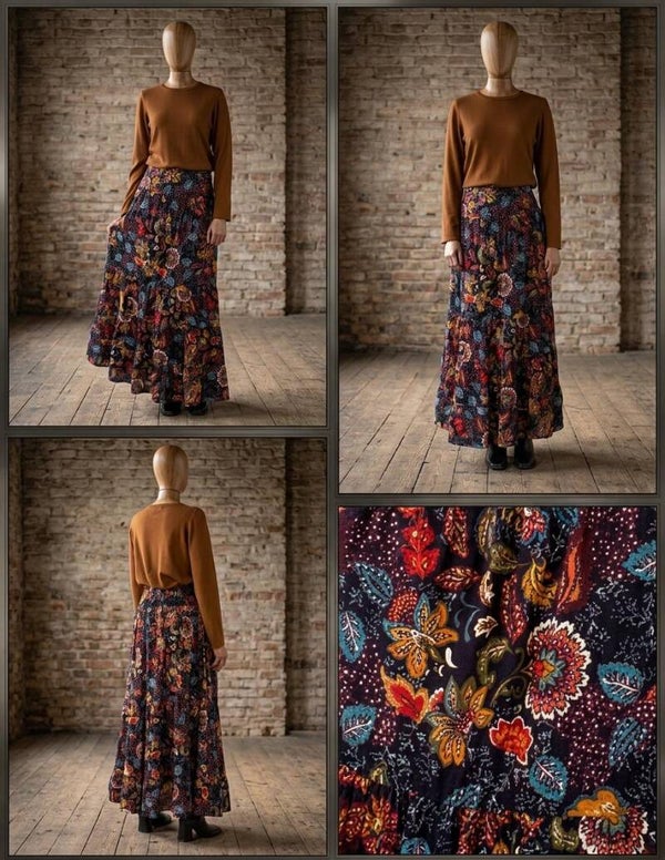 Falda Maxi Varanasi Estampado Paisley Étnico | Moda Boho