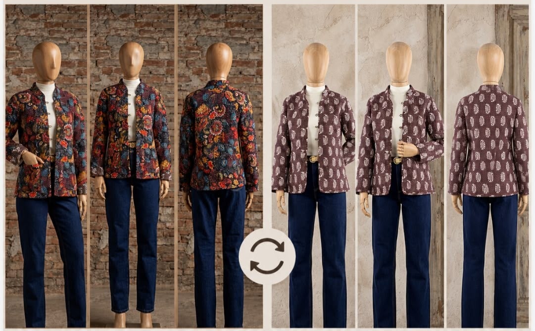 Chaqueta Reversible Jodhpur Acolchada Étnica | Moda Boho