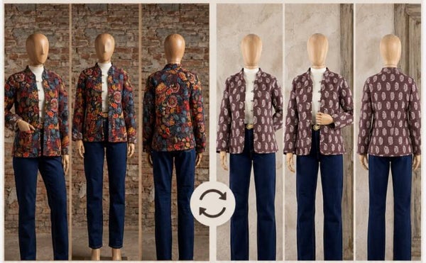 Chaqueta Reversible Jodhpur Acolchada Étnica | Moda Boho