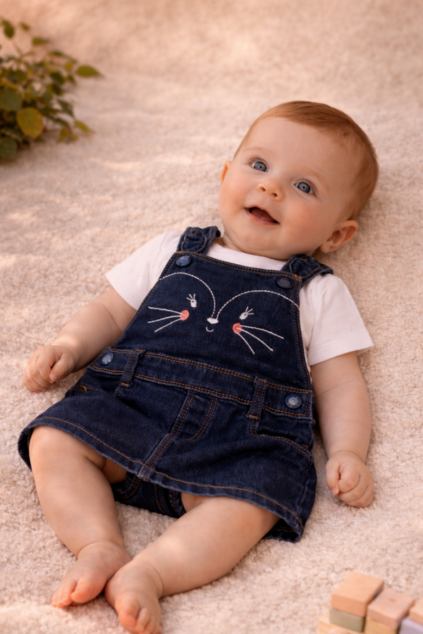 Robe salopette bébé – petit chat adorable