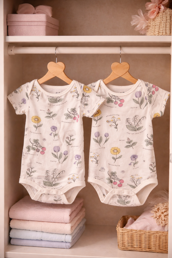 Lot de 2 body bébé fleuris – douceur printanière