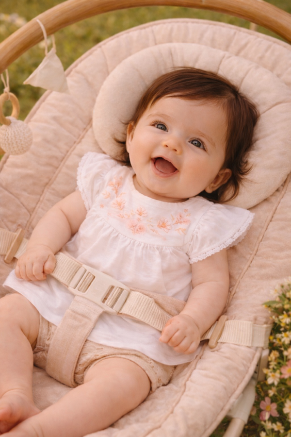 T-shirt bébé blanc fleuri