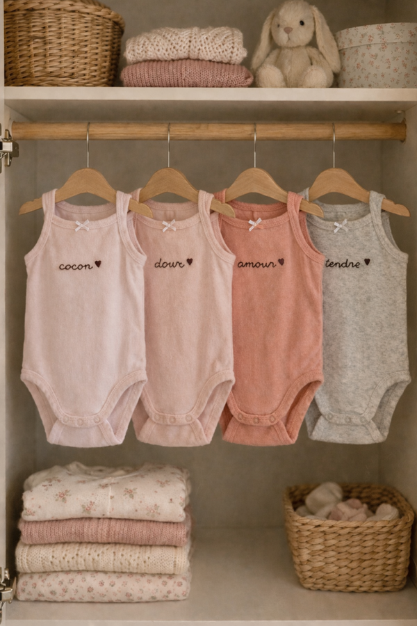 Lot de 4 body - douceur & premiers moments 🤍