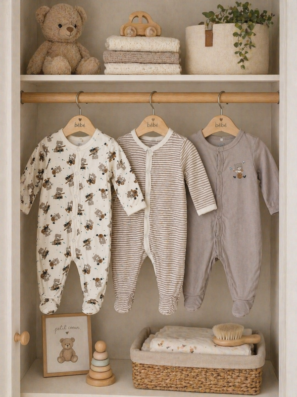 Lot de 3 pyjamas bébé – tons naturels