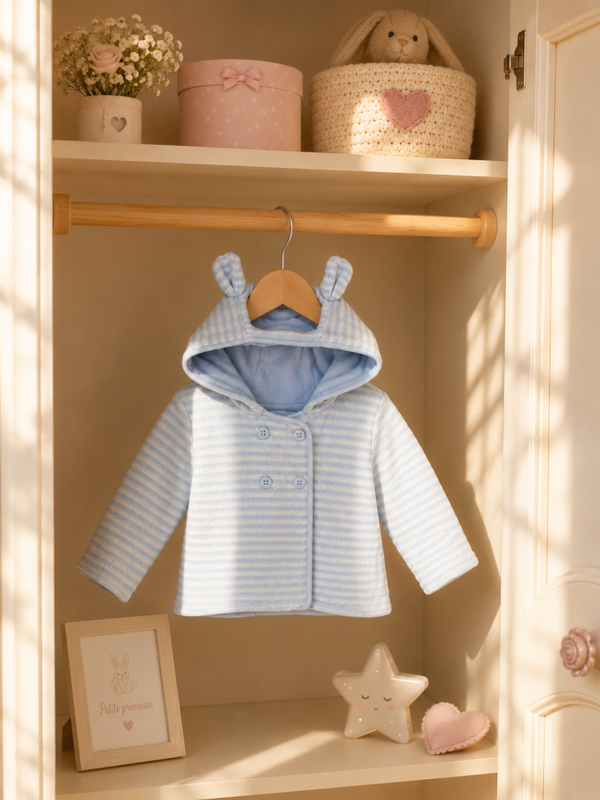 Veste bébé douce à capuche oreilles