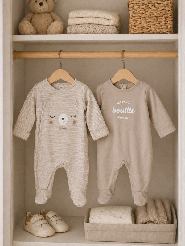 Lot de 2 pyjamas bébé – douceur beige