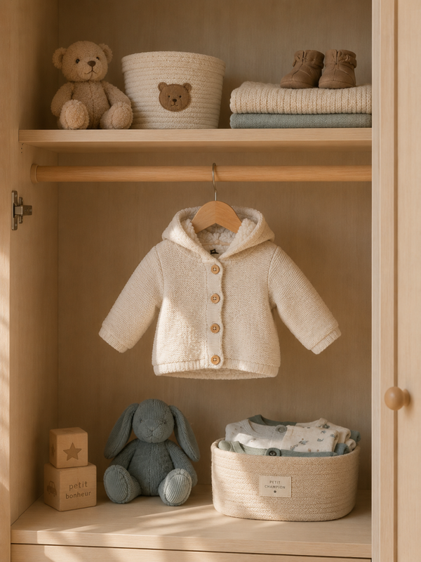 Gilet bébé à capuche tout doux