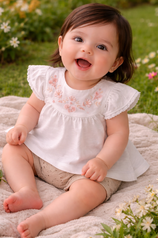 T-shirt bébé fleuri