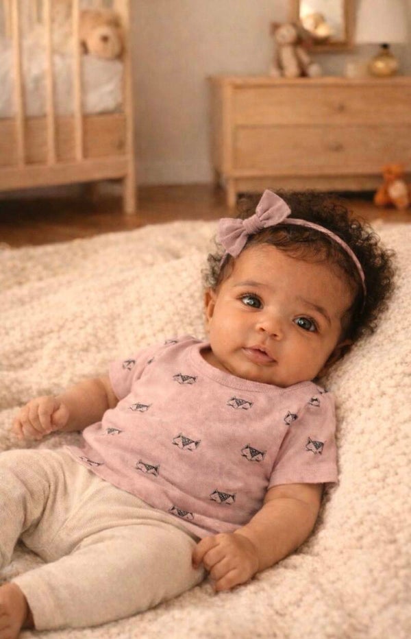 T-shirt bébé rose poudré à motifs délicats