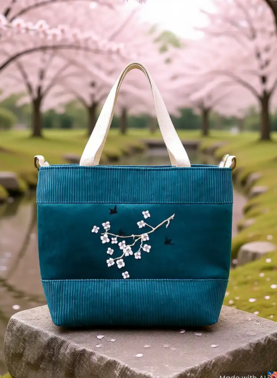 Edle Umhängetasche mit zarter Stickerei