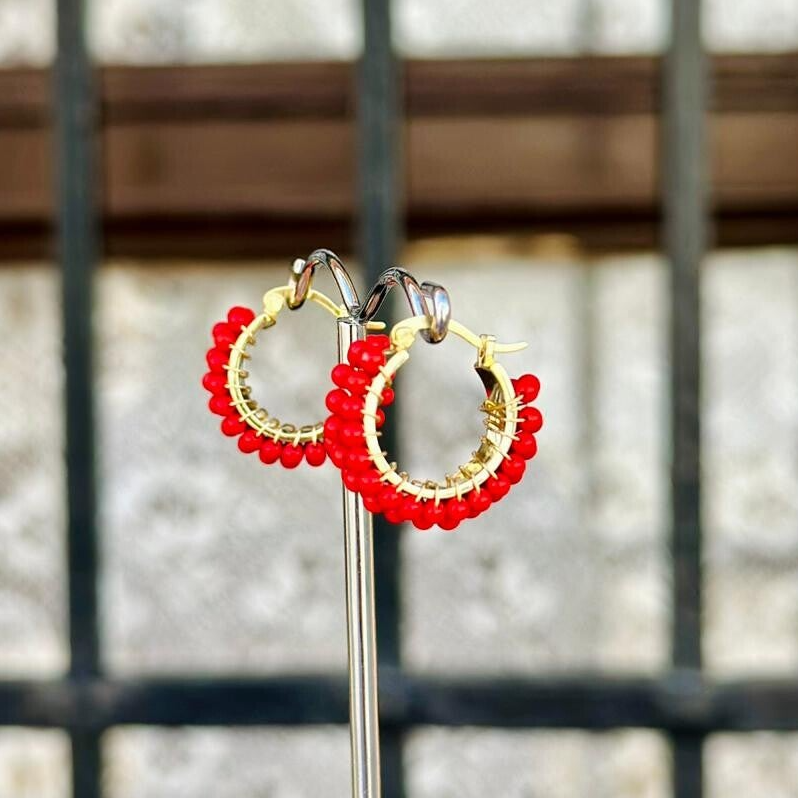 Argollas Coral Rojo