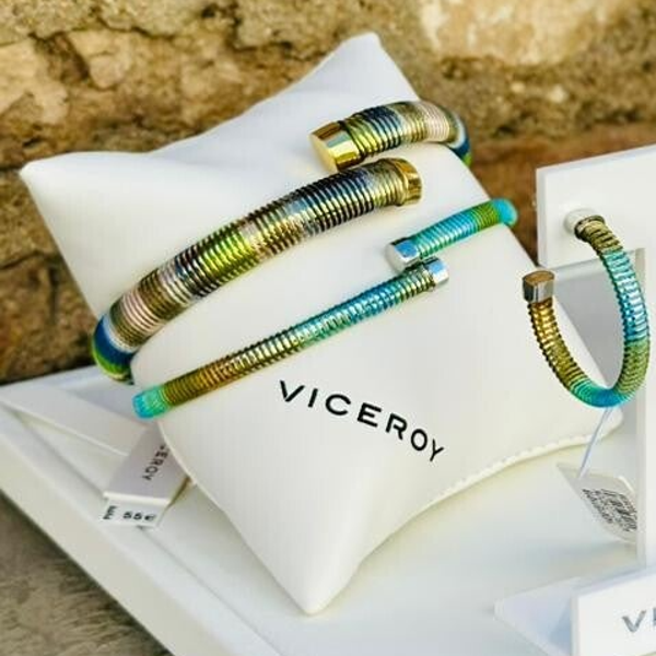 Pulsera de acero tubogas flexible abierta con cordón enroscado,colección Laura Escanes