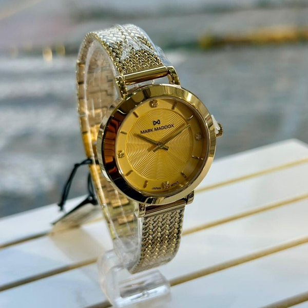 Reloj caja de acero Ip dorado,brazalete de acero Ip dorado,movimiento cuarzo