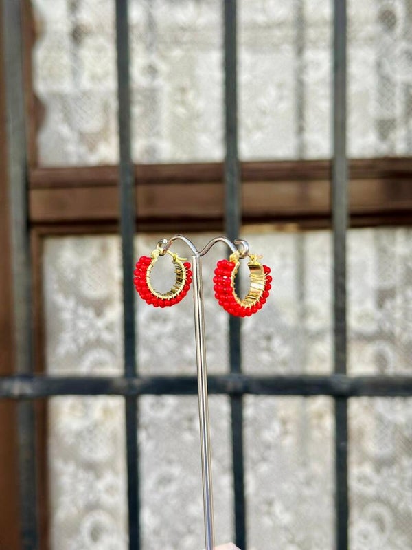 Argollas Coral Rojo