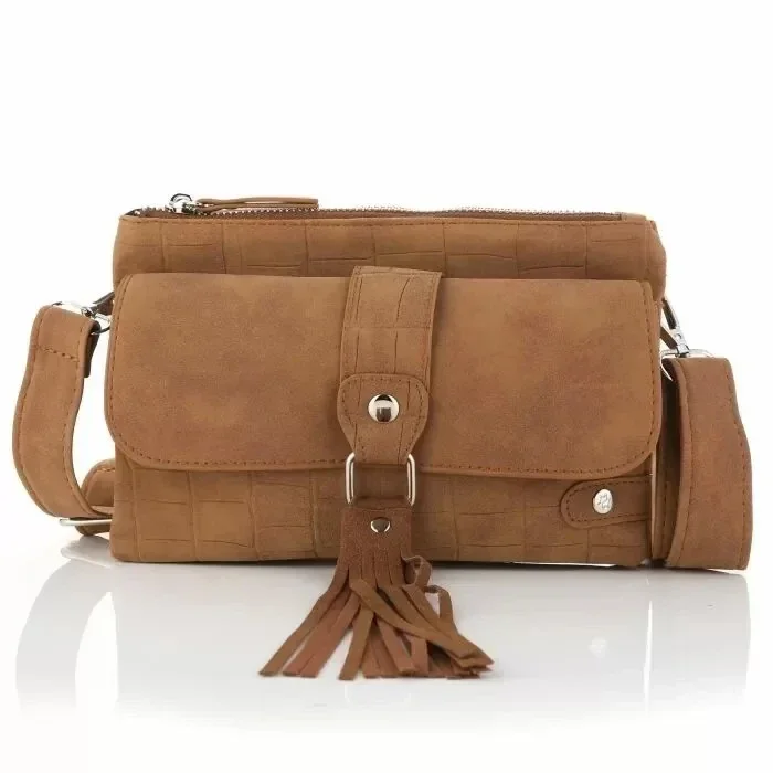 Crossbody tas met tassel en voorvak