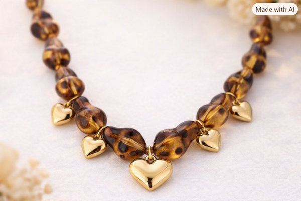 Geef je outfit een speelse, stijlvolle touch met deze Leopard kralenketting