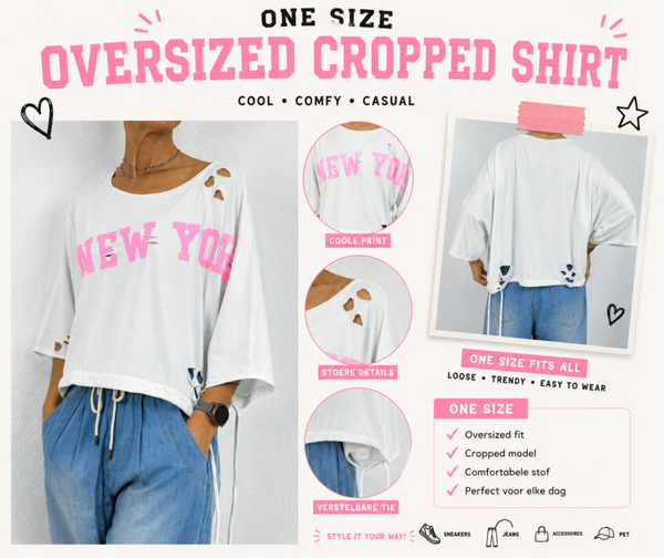 Oversized cropped shirt "NEW YORK"