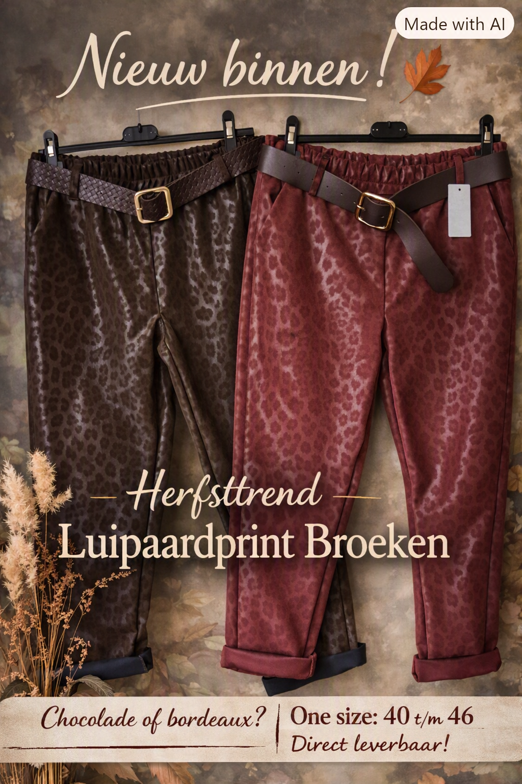Comfortabele luipaardprint broek van hoogwaardig materiaal One size! 40 t/m 46