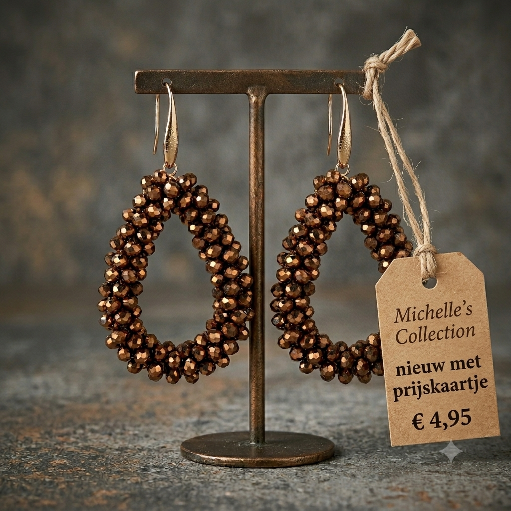 Brons kleurige oorbellen chic en stoer