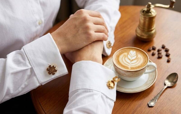 Set van 2 Button Covers "Coffee Sparkle" – Goud/Bruin