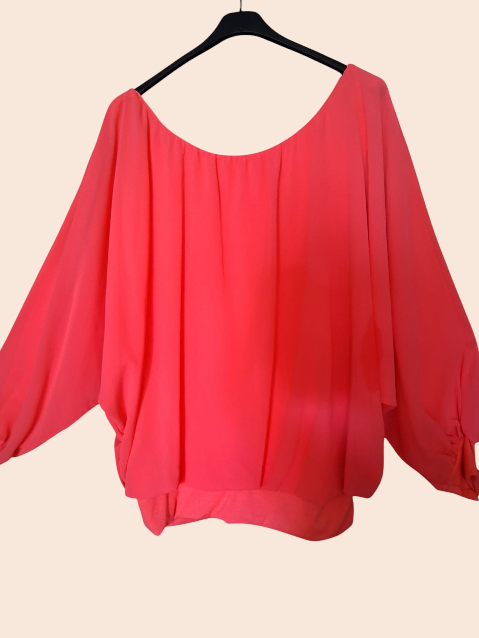 Neon Roze chiffon blouse