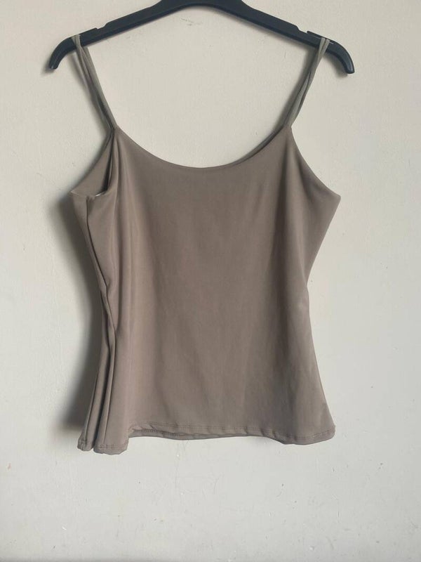 taupe shirt spaghetti band