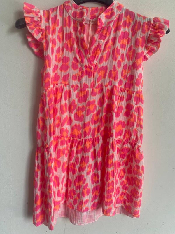 kleurrijke jurk roze oranje panter