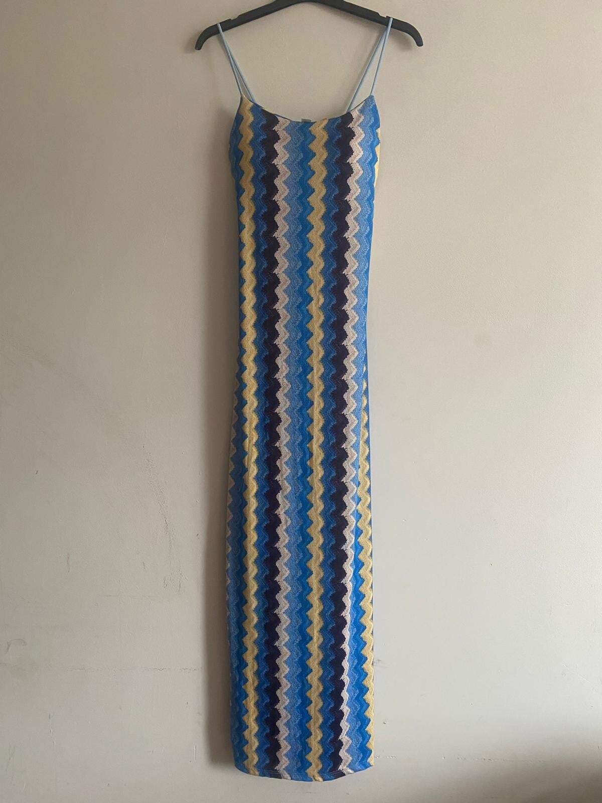 zigzag jurk lang blauw
