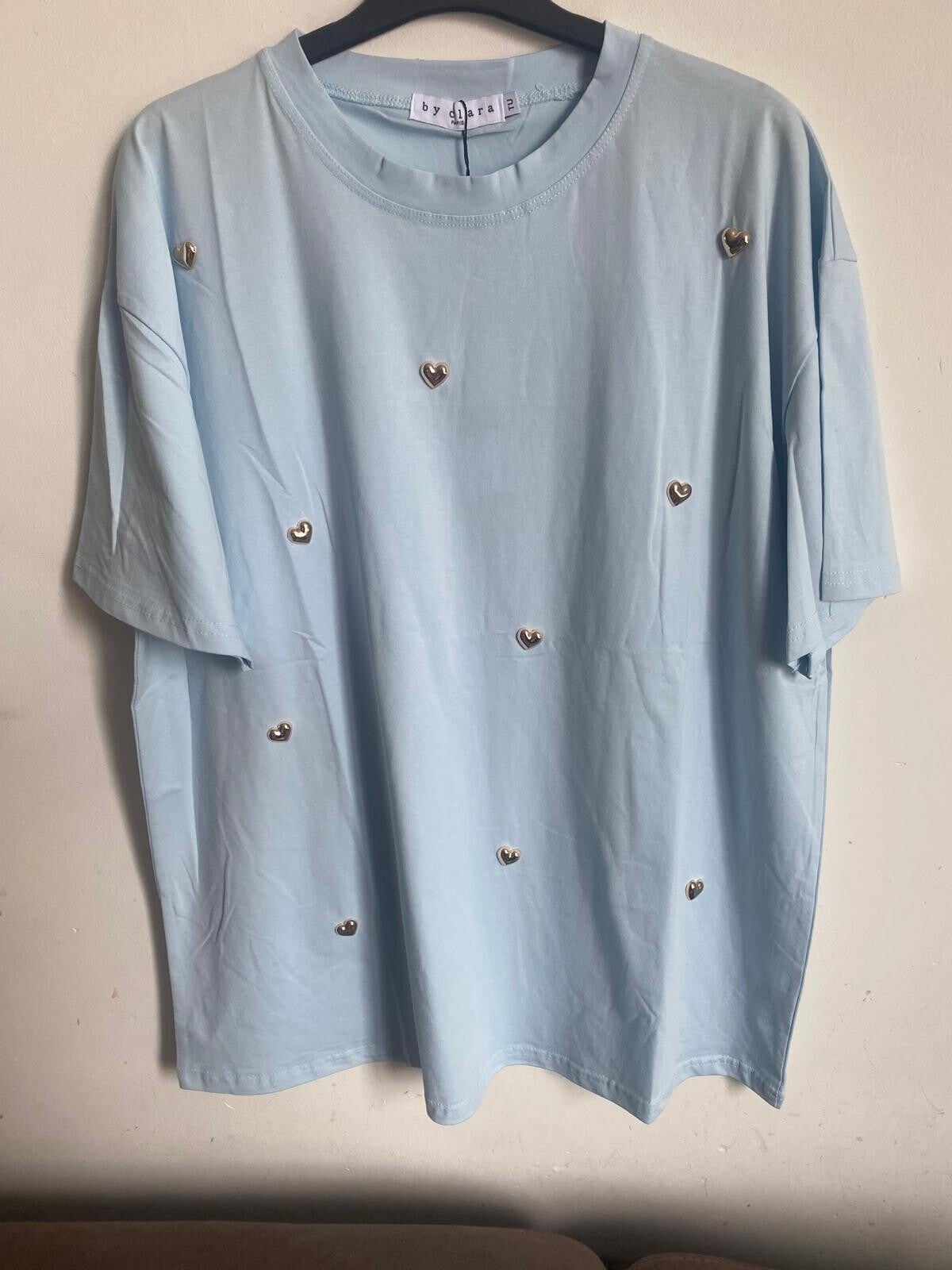 Blauw t-shirt gouden hart