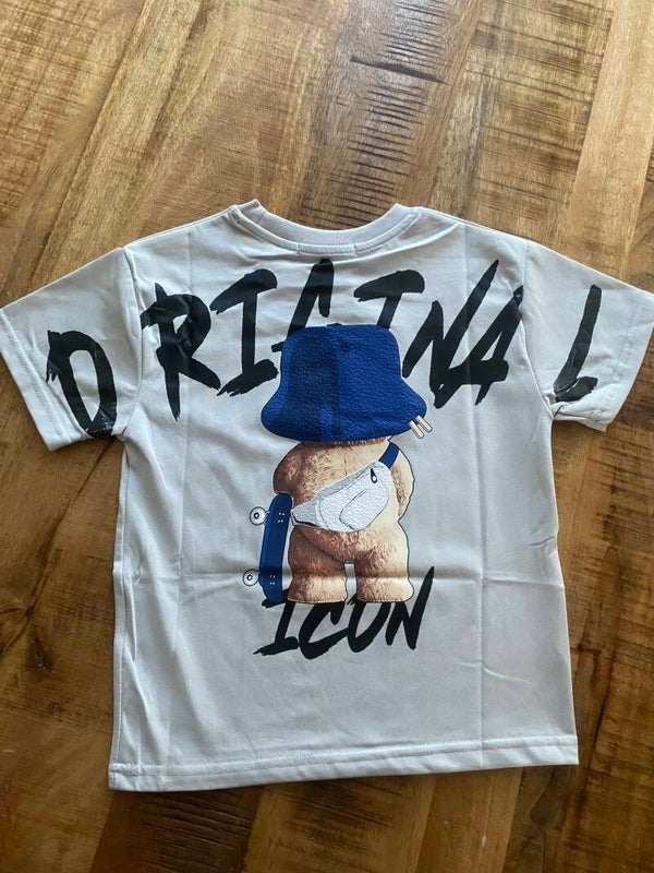 Icon tshirt jongens (grijs met grote original letters)