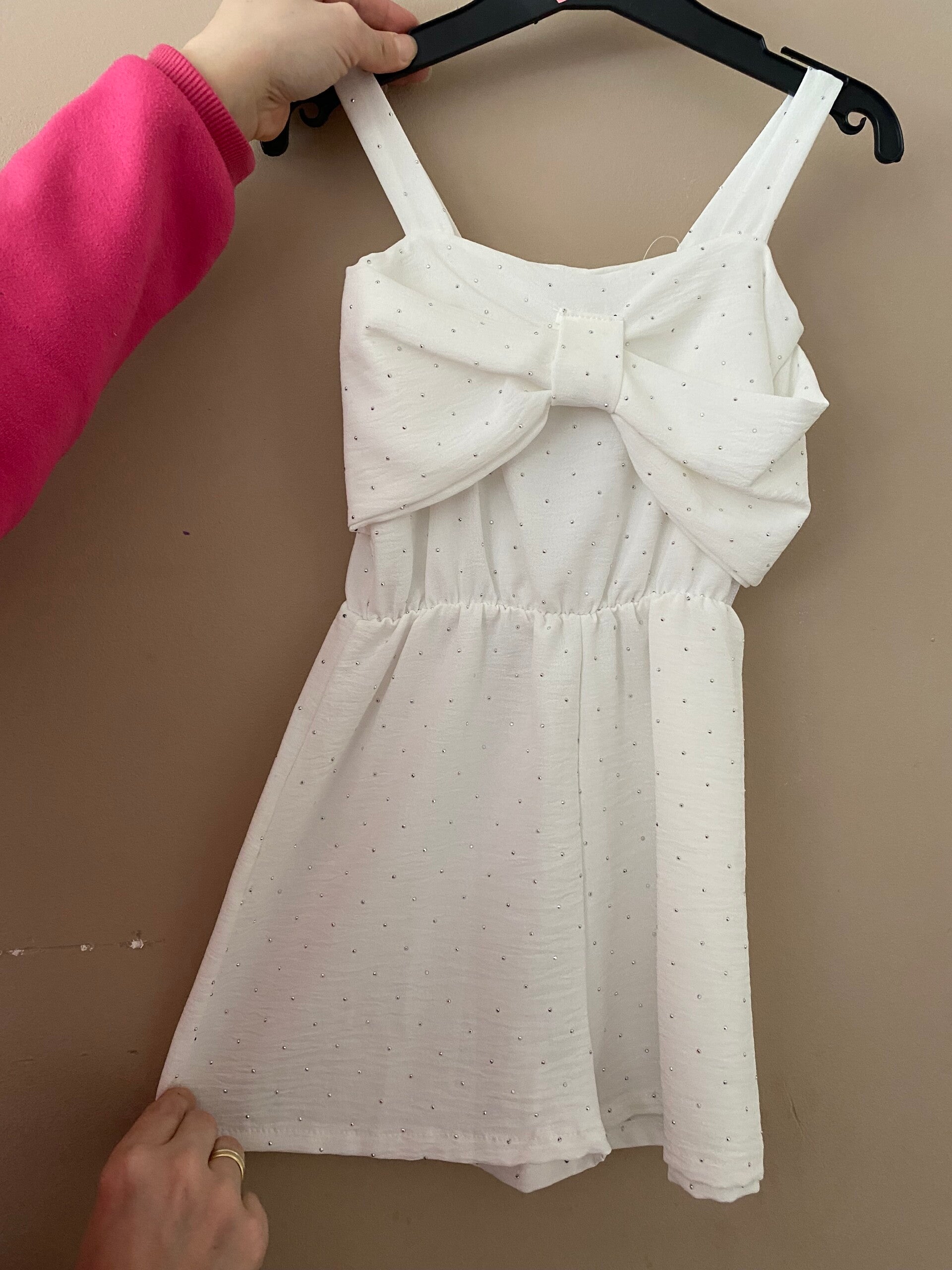 Jumpsuite strik wit met glitter