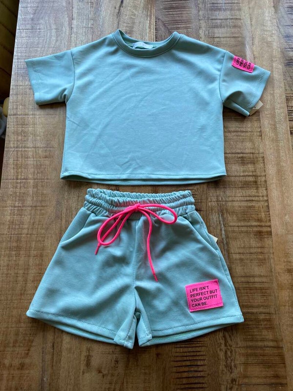 Groen roze label set