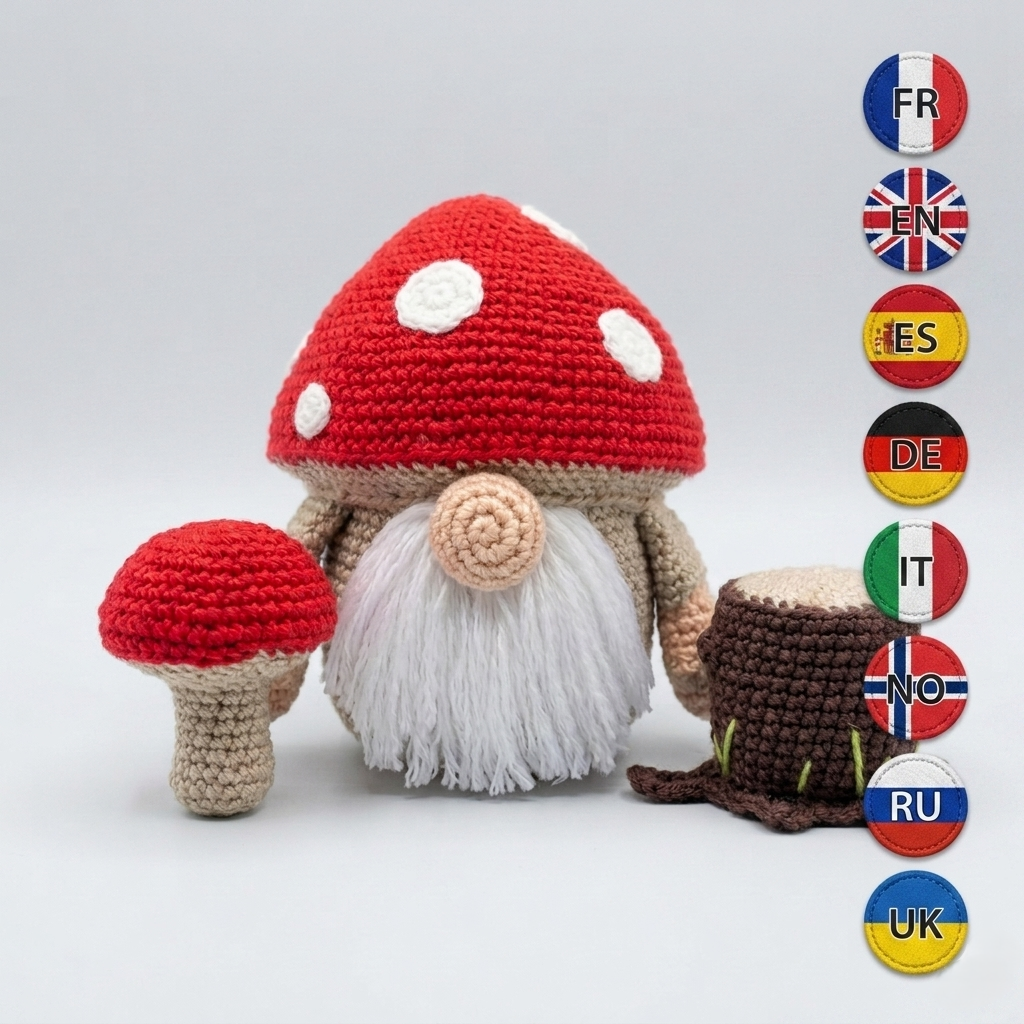 Gnome champignon — Patron crochet PDF