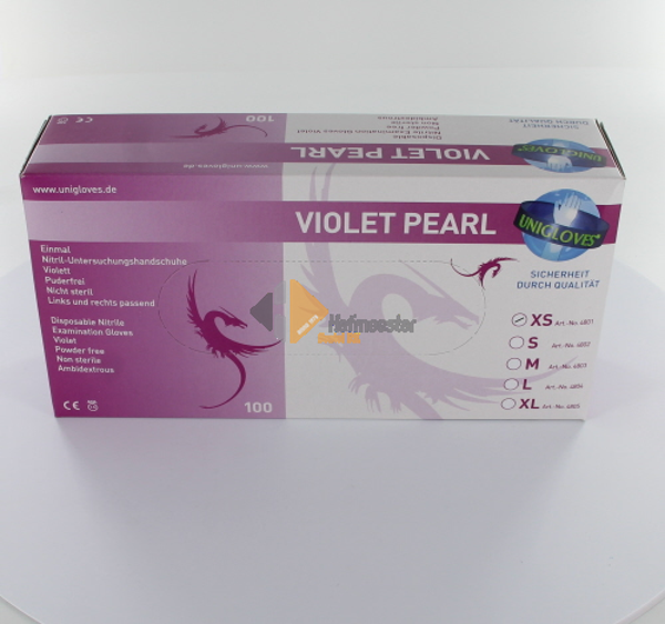 012130 FHS HANDSCHOENEN POEDERVRIJ NITRILE VIOLET PEARL X-SMALL (LILA/100st)