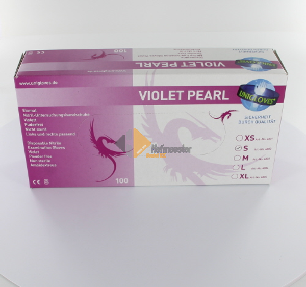 012131 FHS HANDSCHOENEN POEDERVRIJ NITRILE VIOLET PEARL SMALL (LILA/100st)
