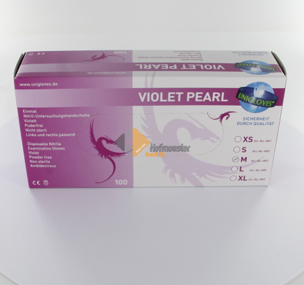 012132 FHS HANDSCHOENEN POEDERVRIJ NITRILE VIOLET PEARL MEDIUM (LILA/100st)