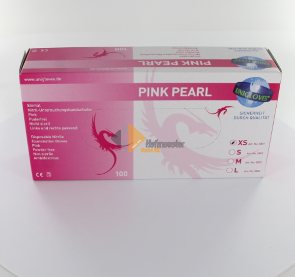 012135 FHS HANDSCHOENEN POEDERVRIJ NITRILE PINK PEARL EXTRA-SMALL (ROZE/100st)