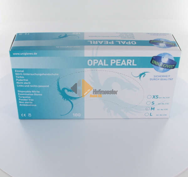 012142 FHS HANDSCHOENEN POEDERVRIJ NITRILE OPAL PEARL MEDIUM (LICHTBLAUW/100st)