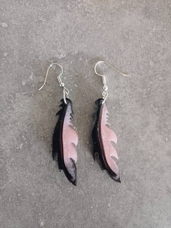 Plumes noires et roses