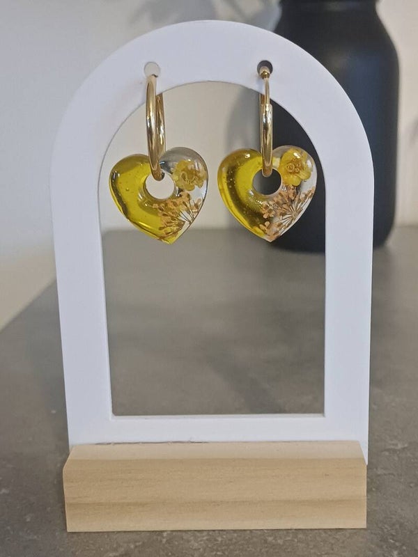 Cœurs fleurs séchées jaunes